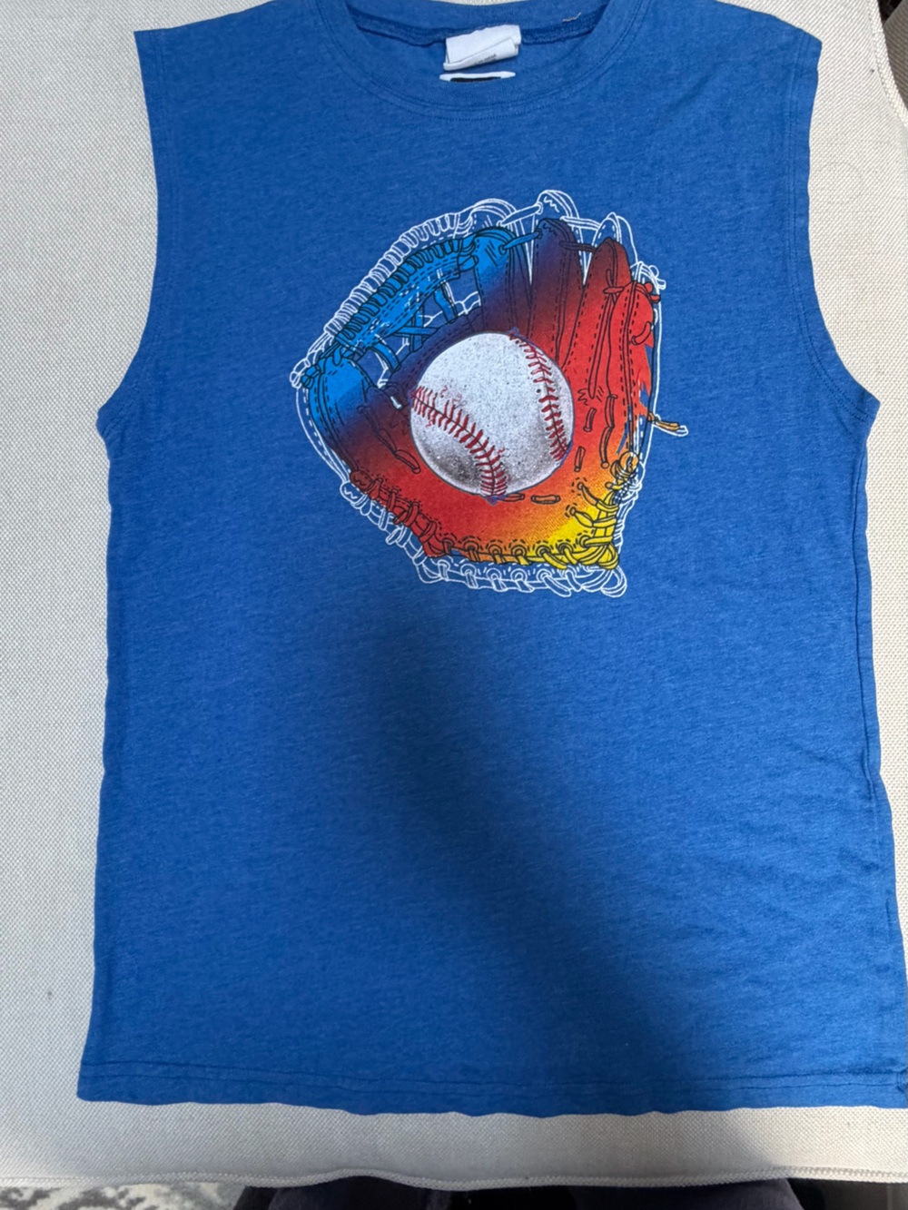 Bottlecapps Blue Sleeveless Baseball Graphic Tank Top